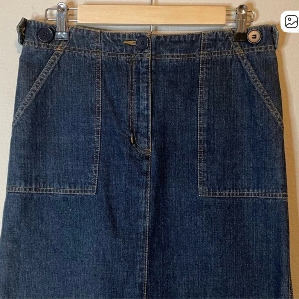 Jones New York A Line Midi Dark Blue Jean Denim Knee Skirt Size 4